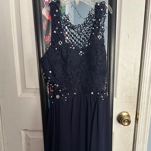 Navy formal knee-length dress